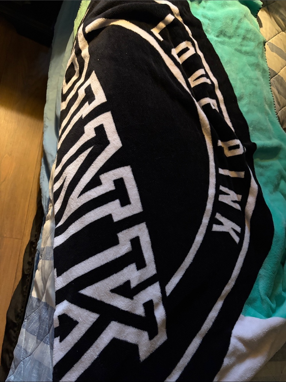 PINK Victoria's Secret Black and White Logo Throw Blanket